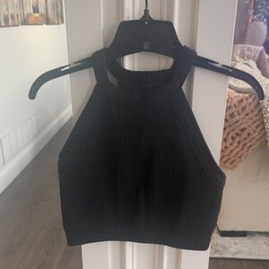 Aerie black ribbed crop top Medium